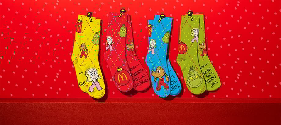 Four different Grinch socks 