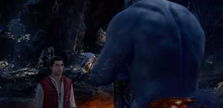 New ALADDIN Sneak Peek Footage Sees Will Smith's Blue Genie In Action